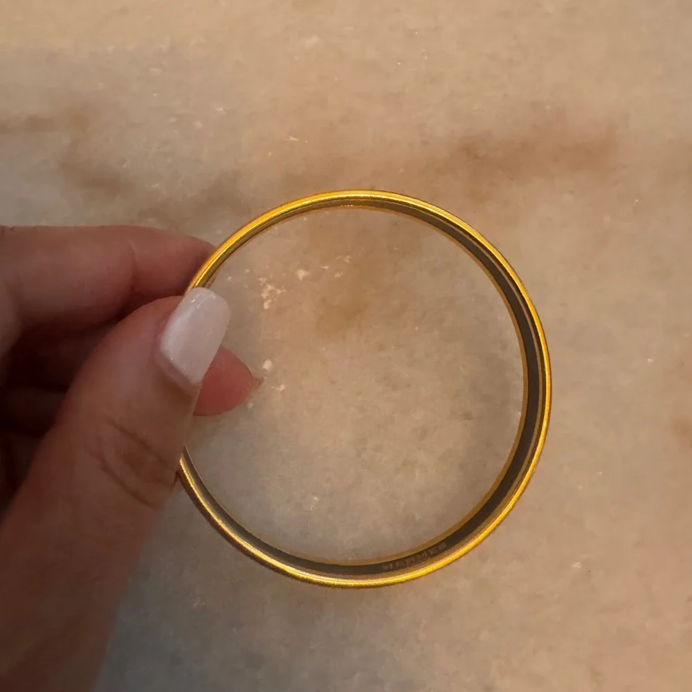 Hermes Gold Enamel Accent Bangle with Multicolor Detail